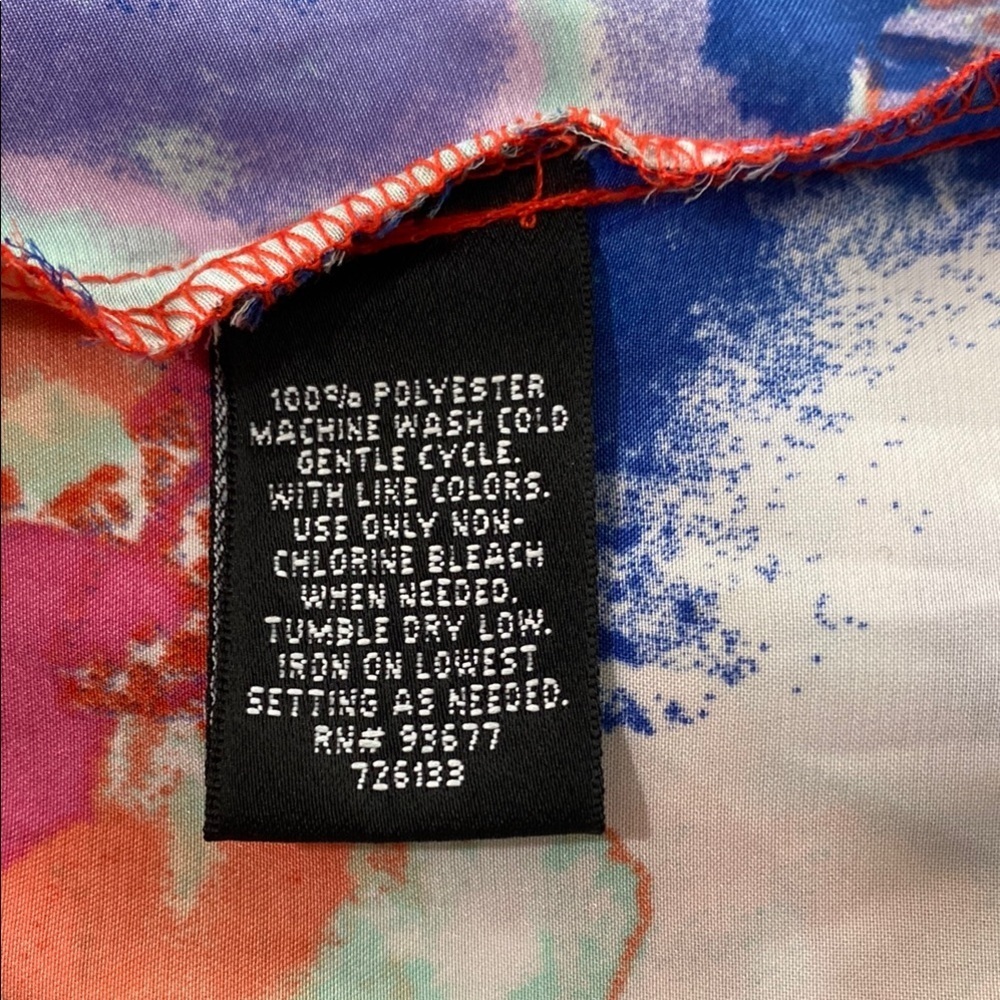 Nicole by Nicole Miller Orange Blue Graphic Asymmetrical Tank - Picture 8 of 12